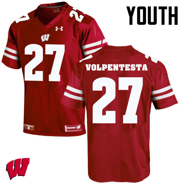Youth Winsconsin Badgers #27 Cristian Volpentesta College Football Jerseys-Red